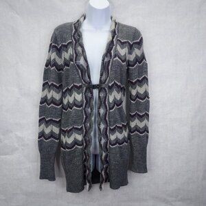 LINEMAGLIA Cardigan Women's Sm Alpaca Wool Knit Purple Gray Belted Sweater Italy